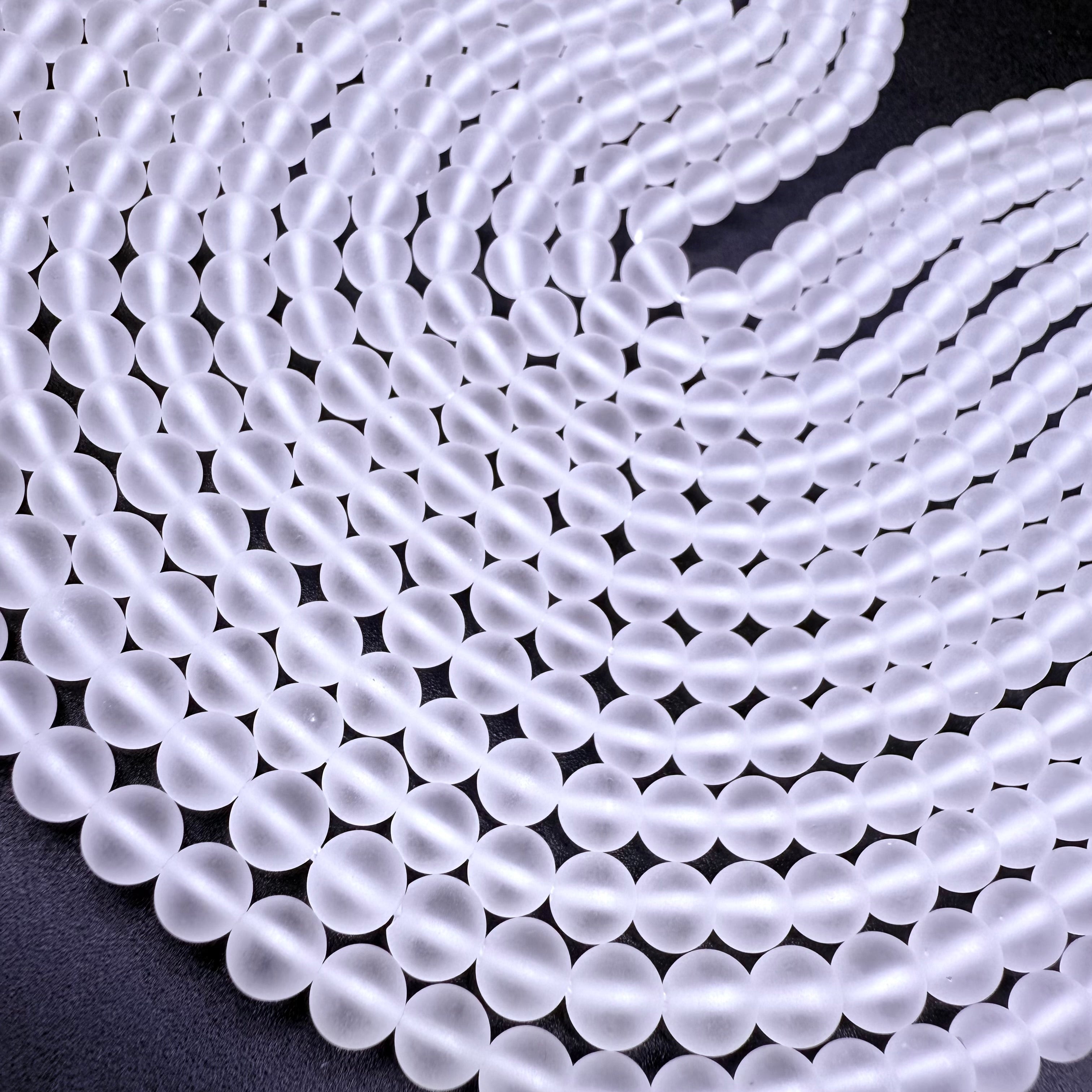 Clear Quartz Sea Glass Finish 6mm Bead Strand