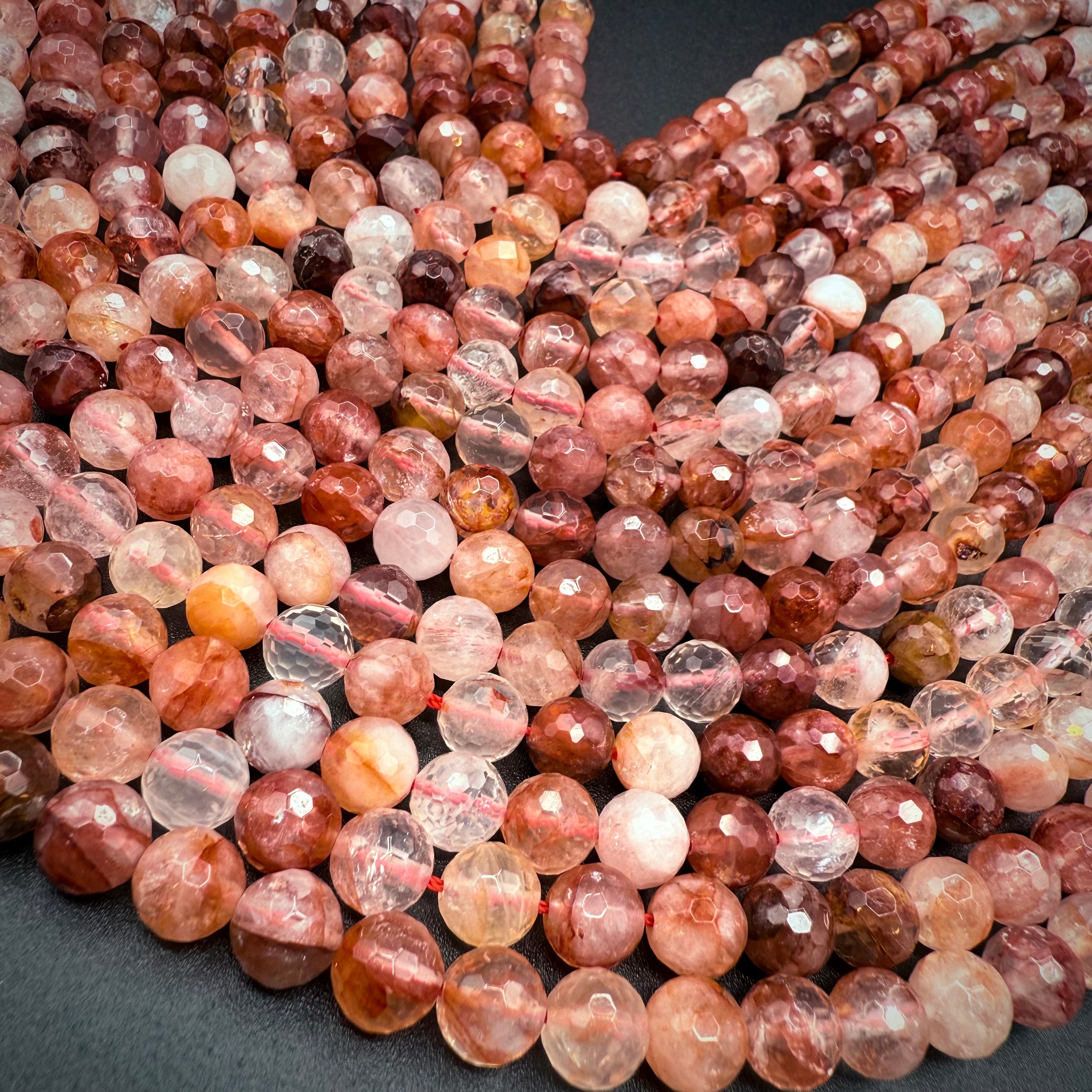 Fire Quartz Round Faceted 8mm