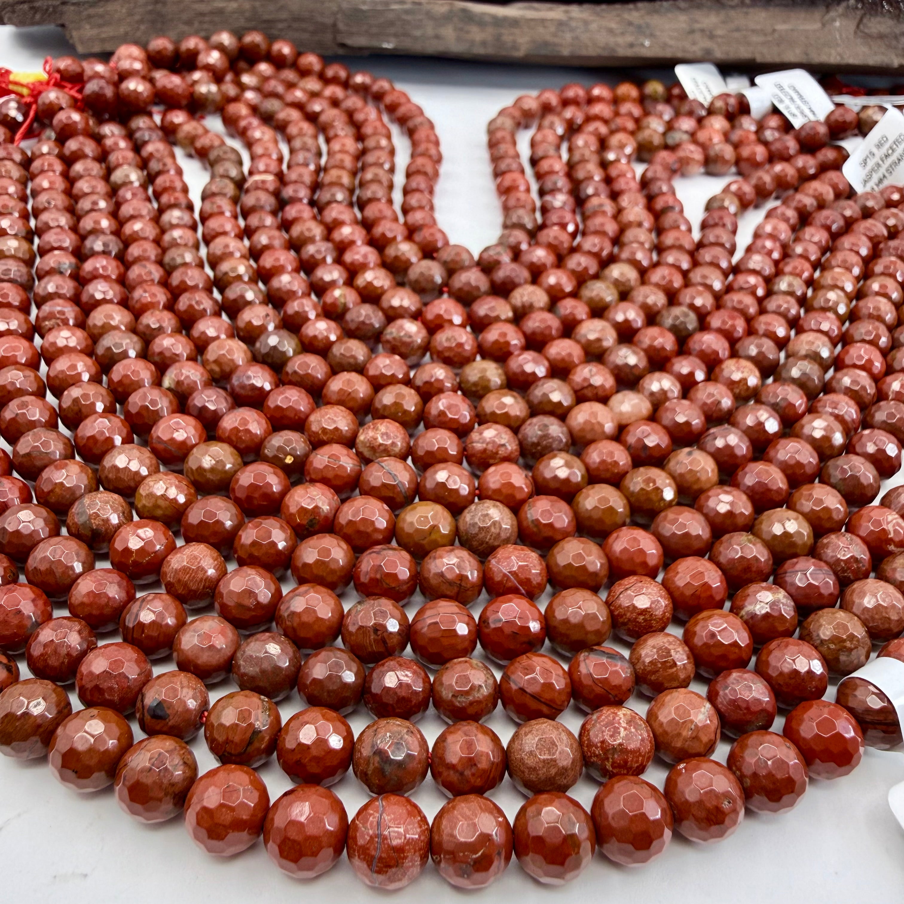 Red Jasper 8mm Faceted Bead Strand
