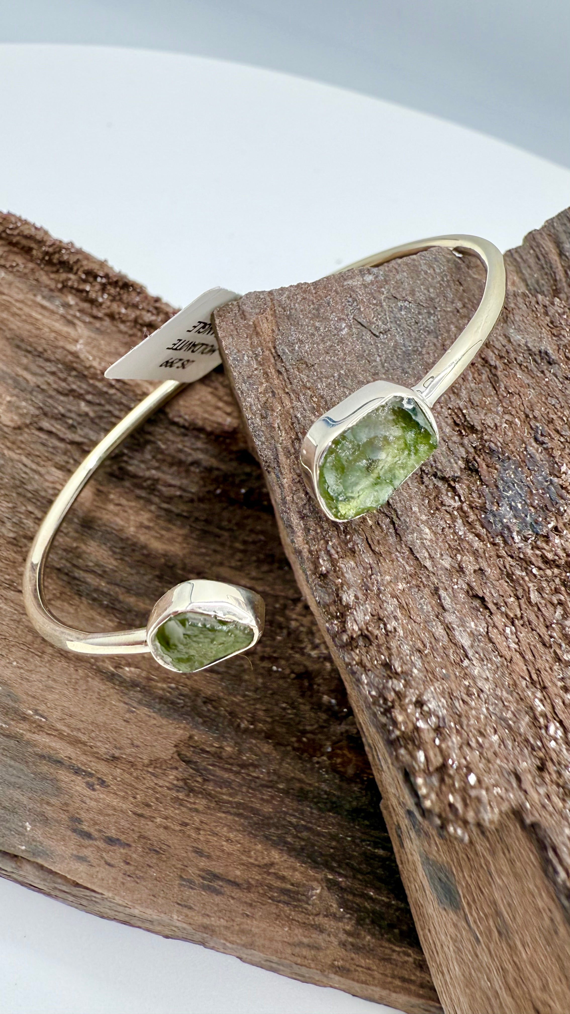 Moldavite 925 Silver Bangle