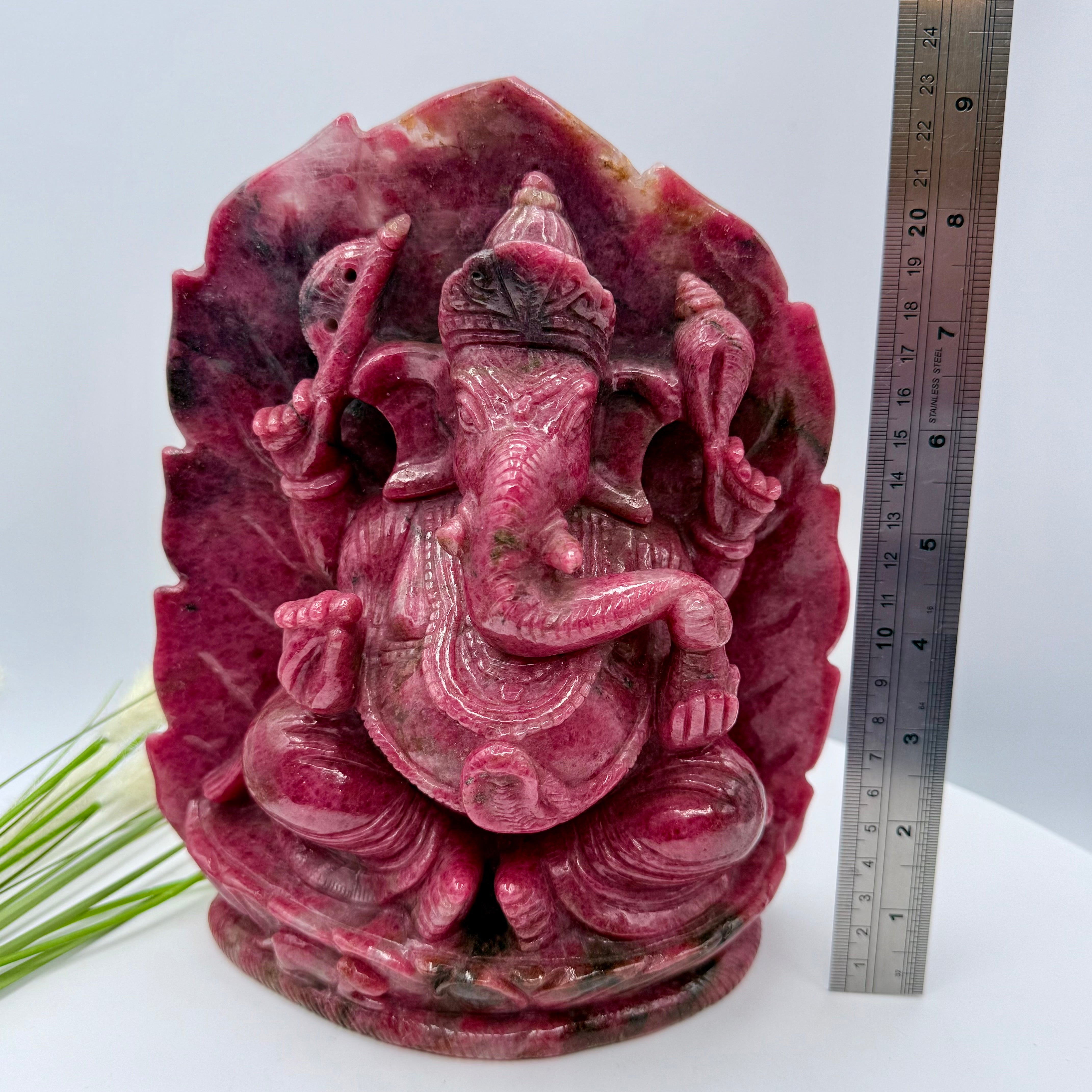 Rhodonite Ganesha Statement Hand Carved