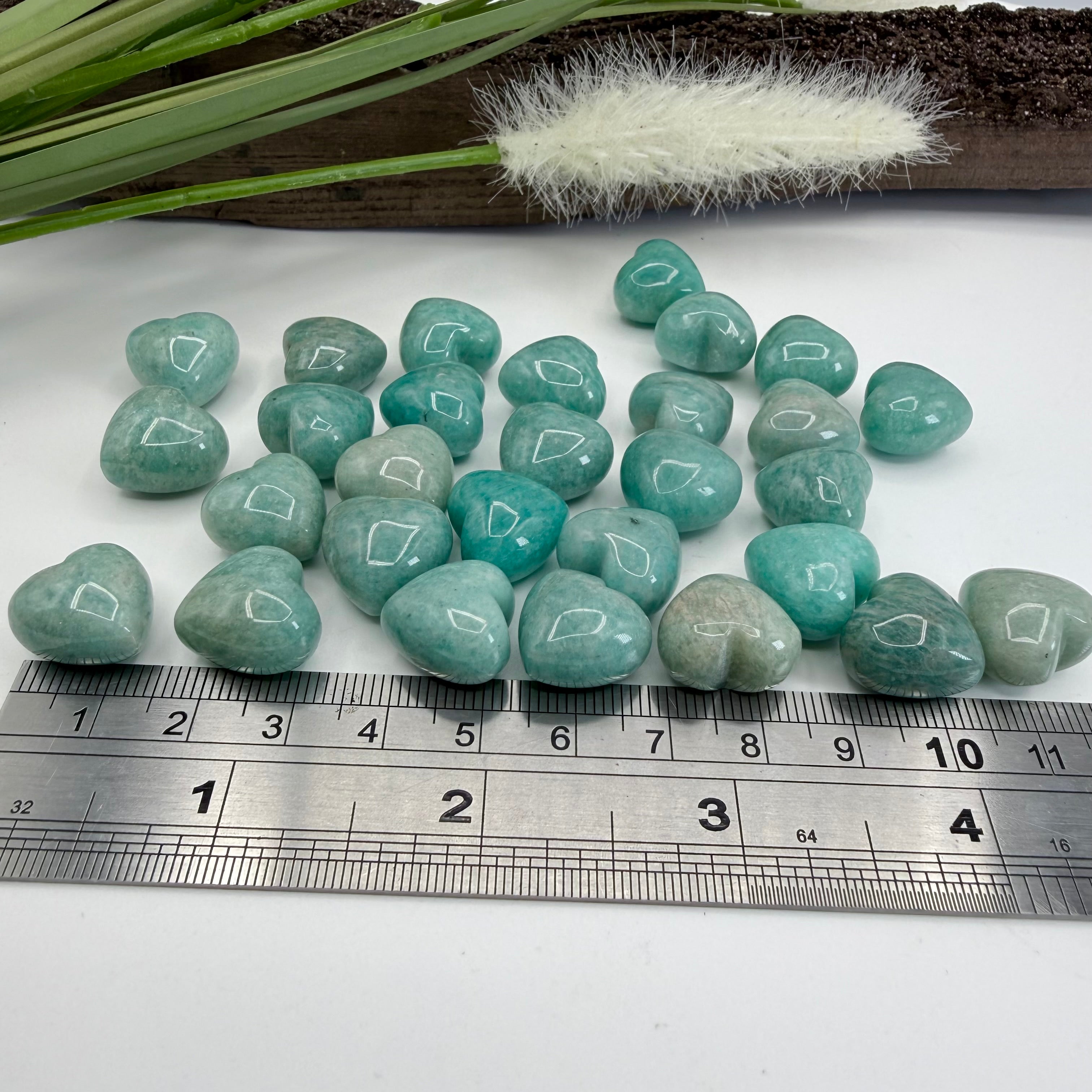 Amazonite Mini Puffy Pocket Hearts 1cm