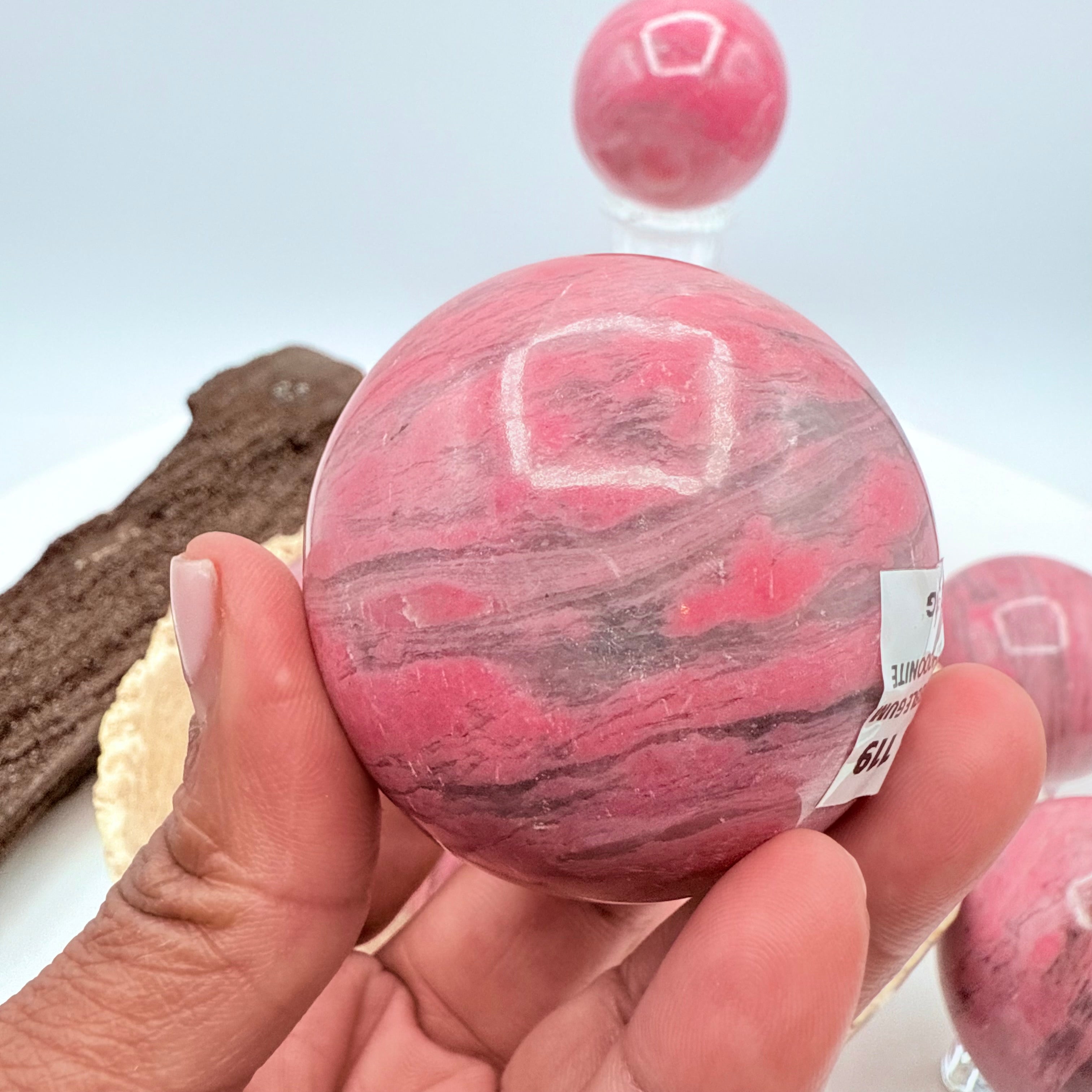 Peruvian Bubblegum Rhodonite Spheres 250g | 54mm