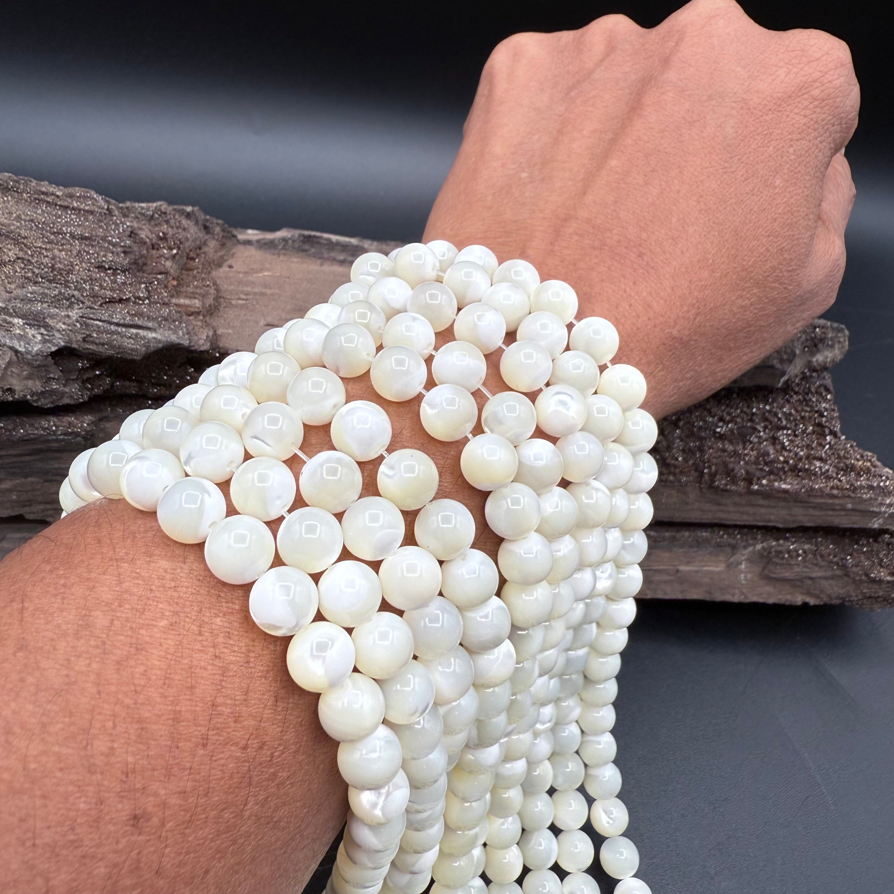 White Shell Round 8mm