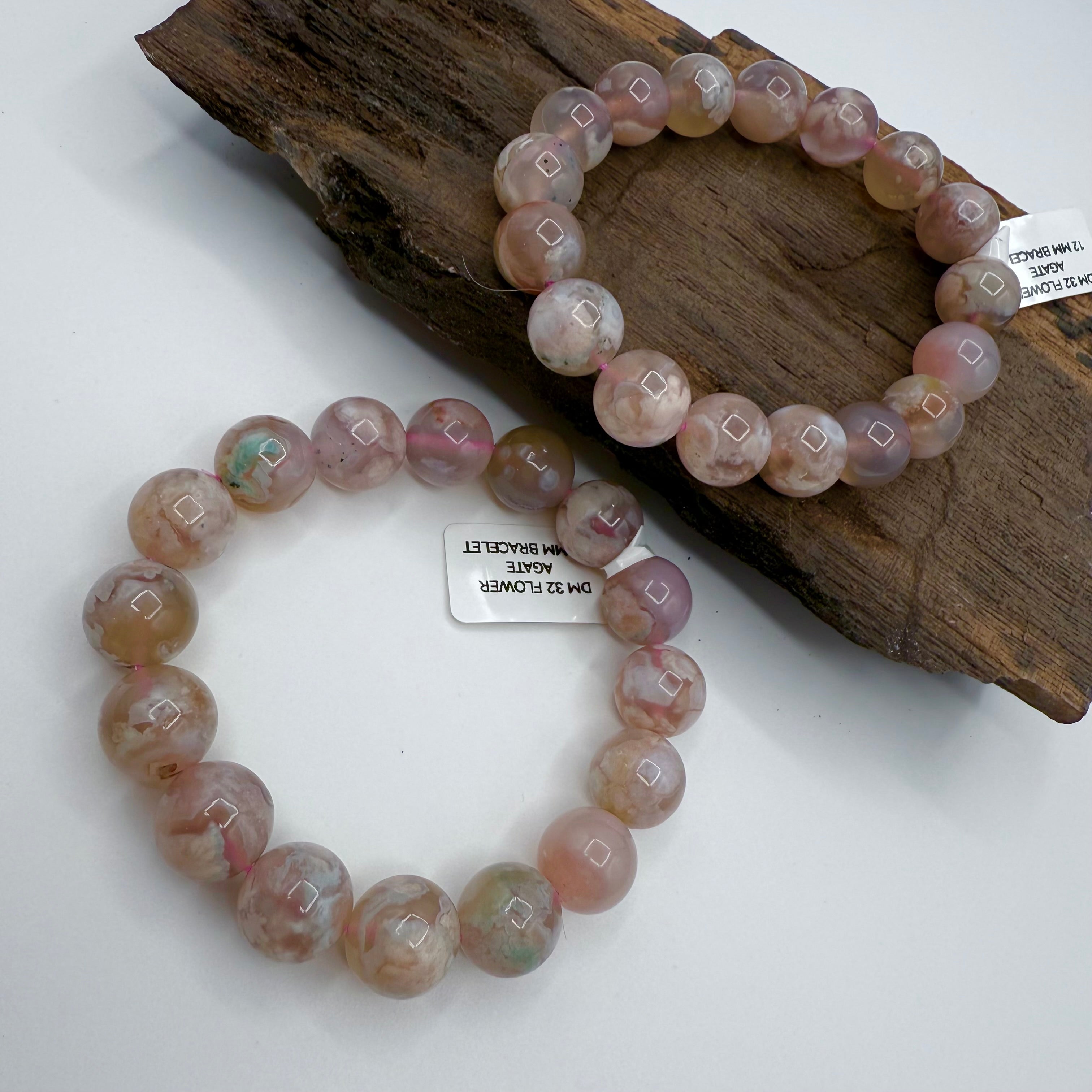 Flower Agate 12mm Bracelet [DM32]
