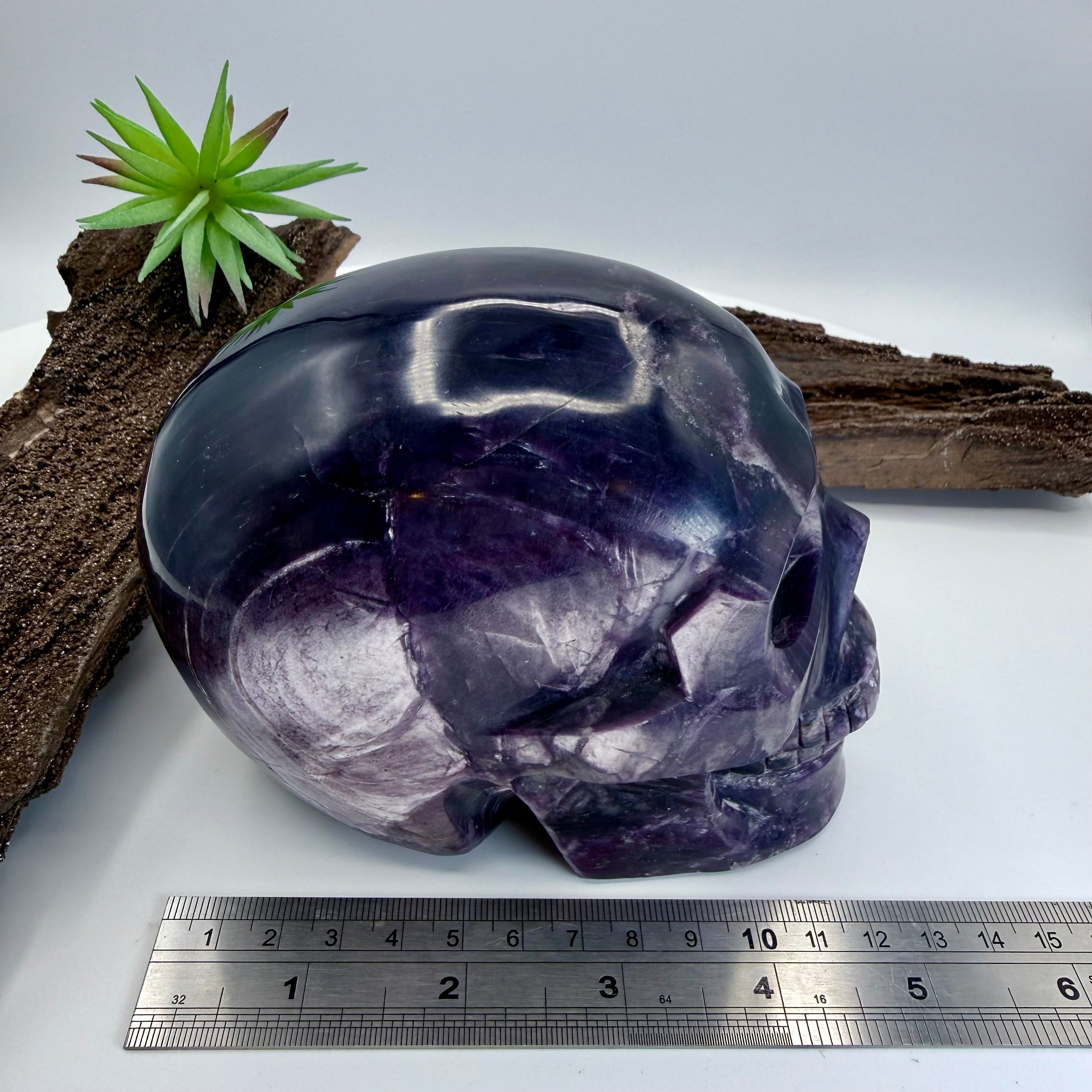 Gemmy Lithium Mica Lepidolite 5 inch Skull [RX799]