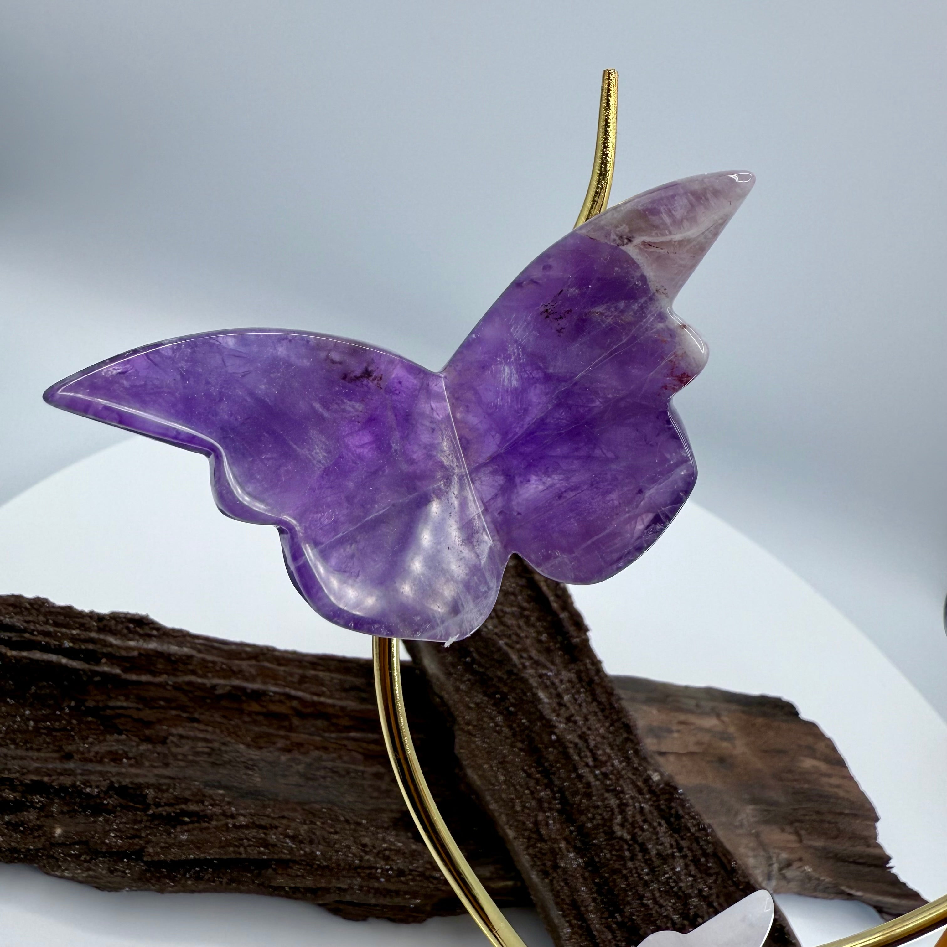 8 Piece Assorted Crystal Butterflies on Gold Infinity Stand - 13 inch