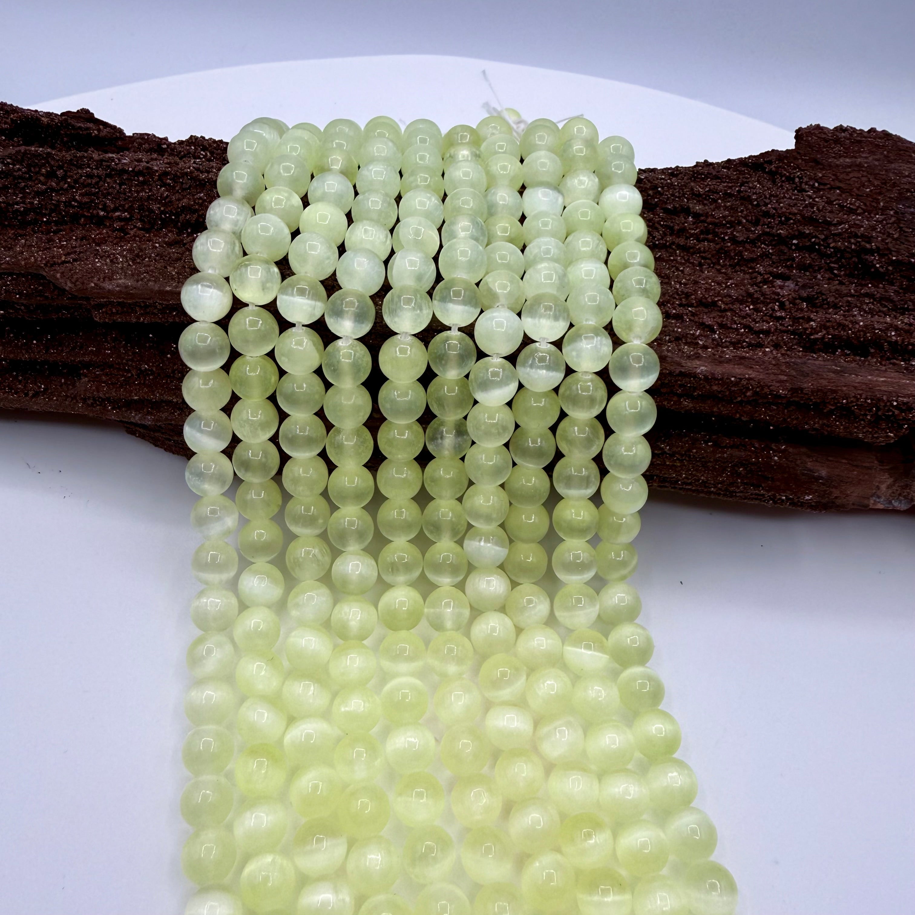 Yellow Selenite Bead Strand 8mm Round [YG26]