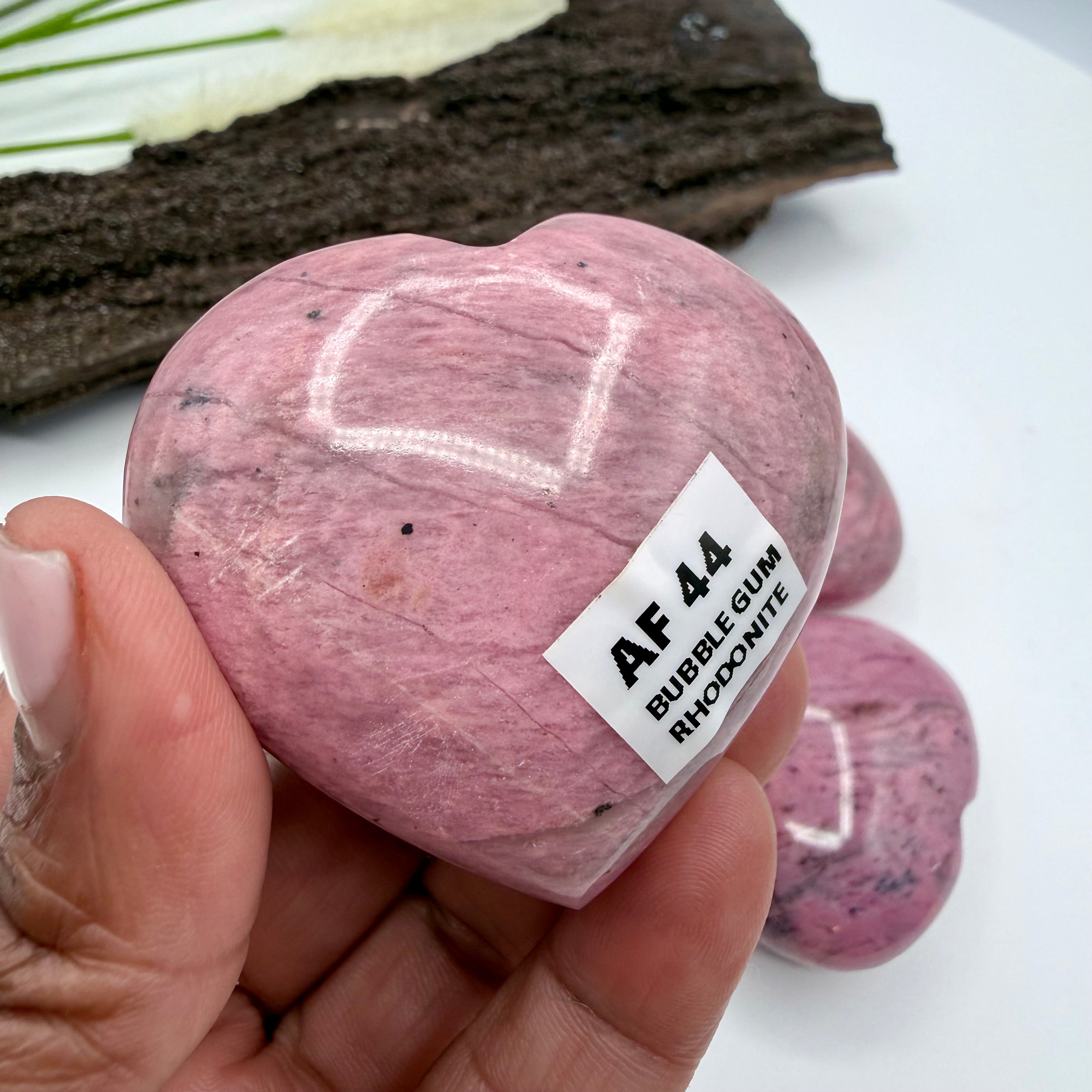 Bubblegum Rhodonite Hearts 90g