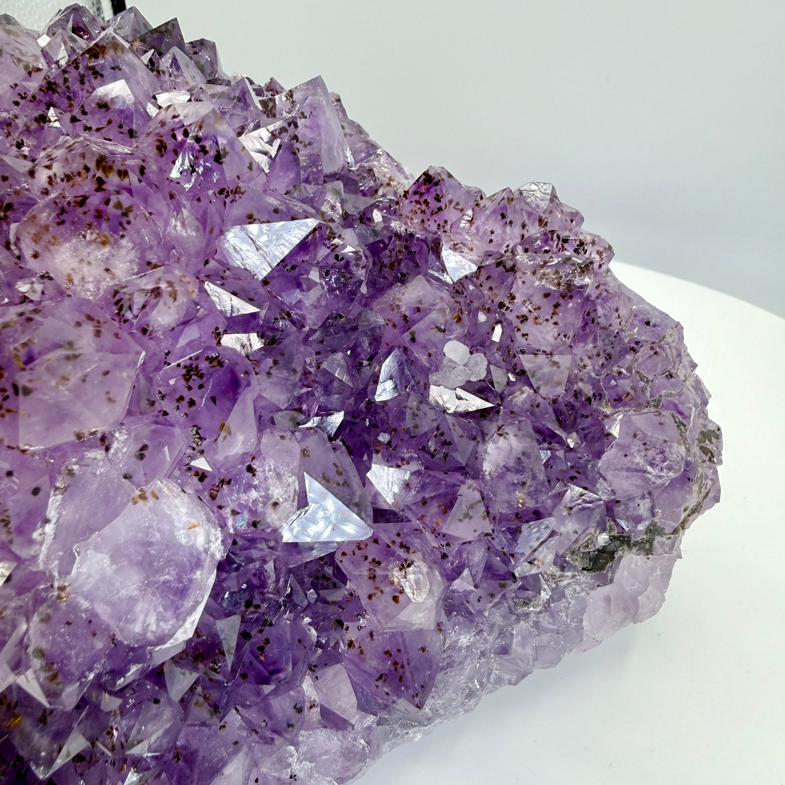 Amethyst Cluster with Gold Rutile Goethite