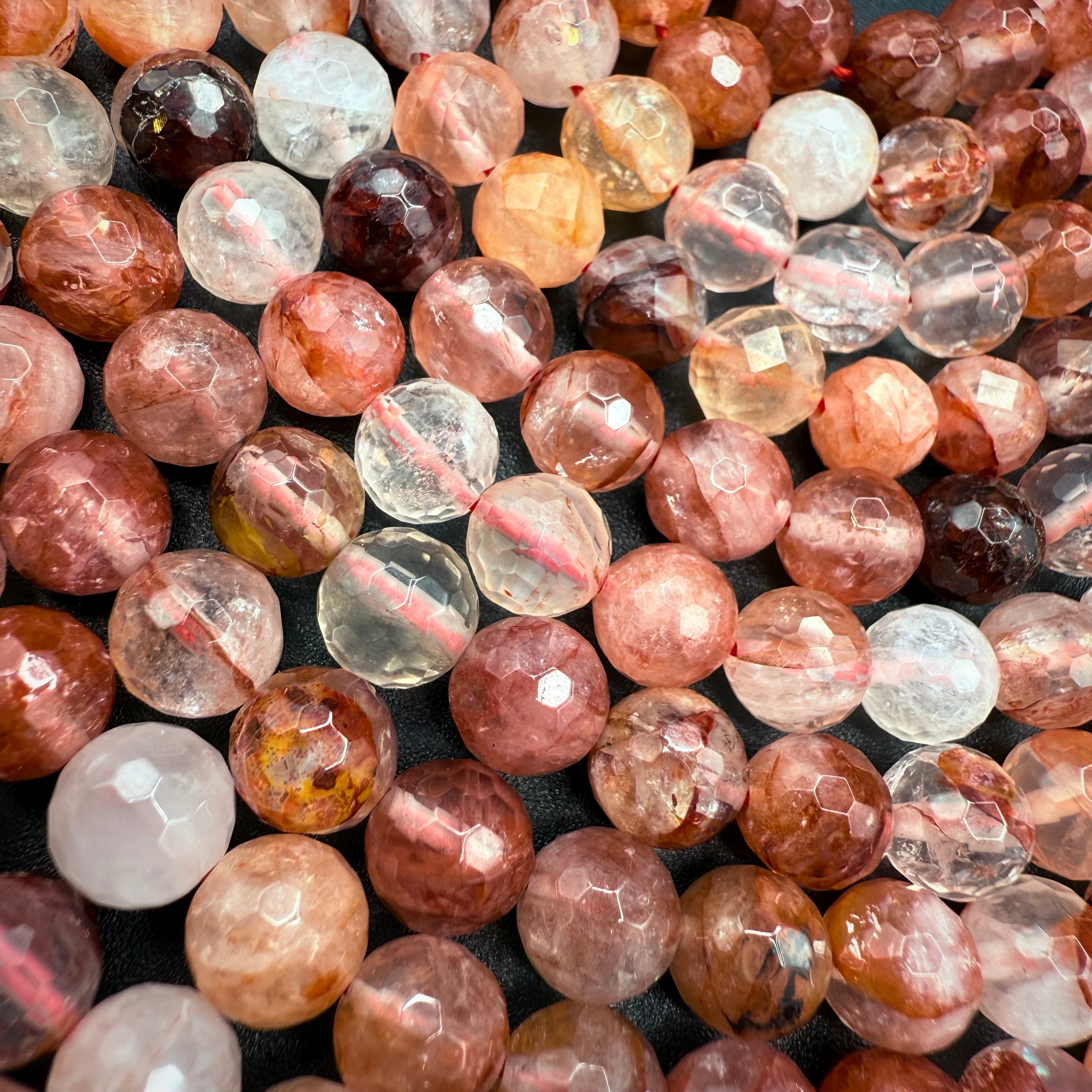 Fire Quartz Round Faceted 8mm
