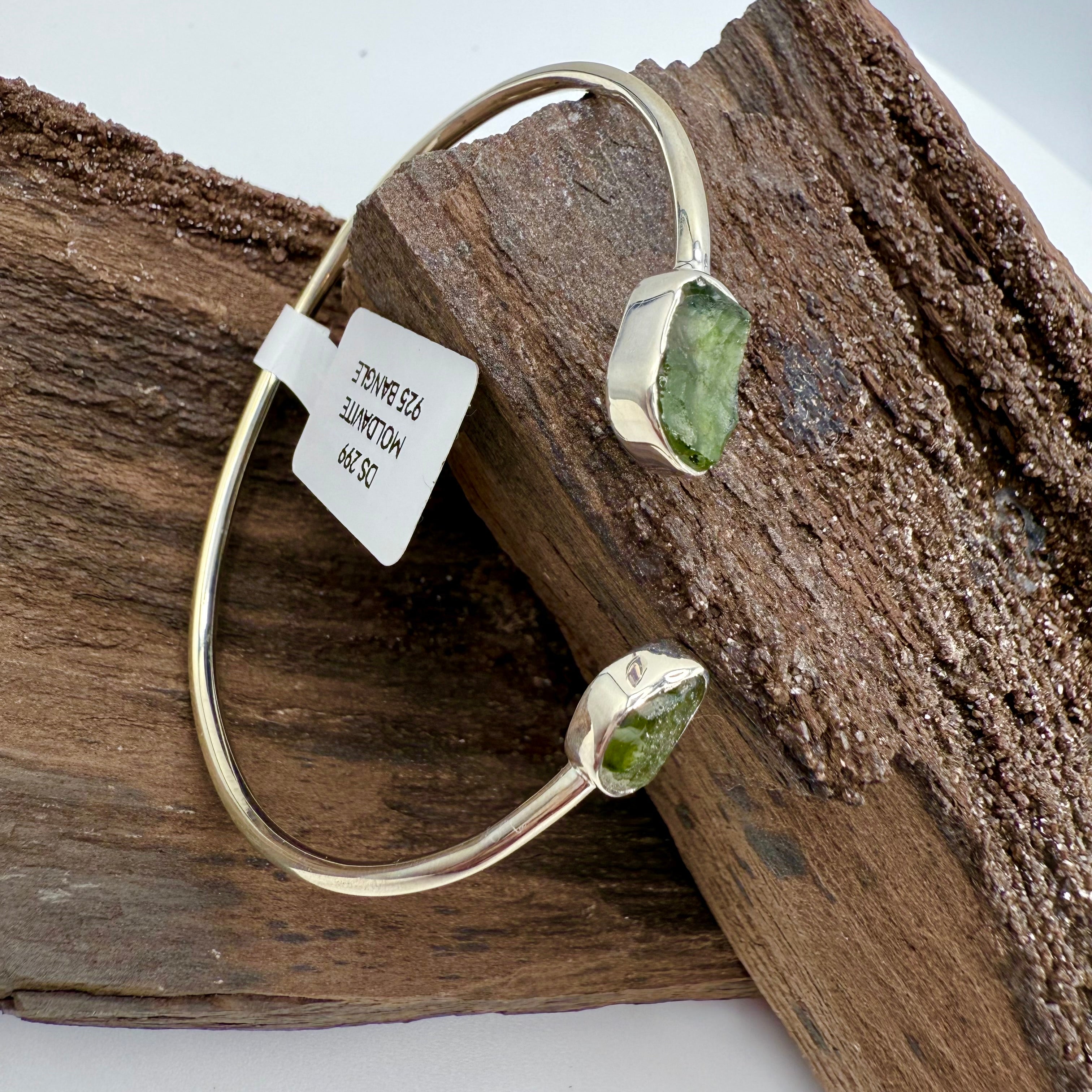 Moldavite 925 Silver Bangle