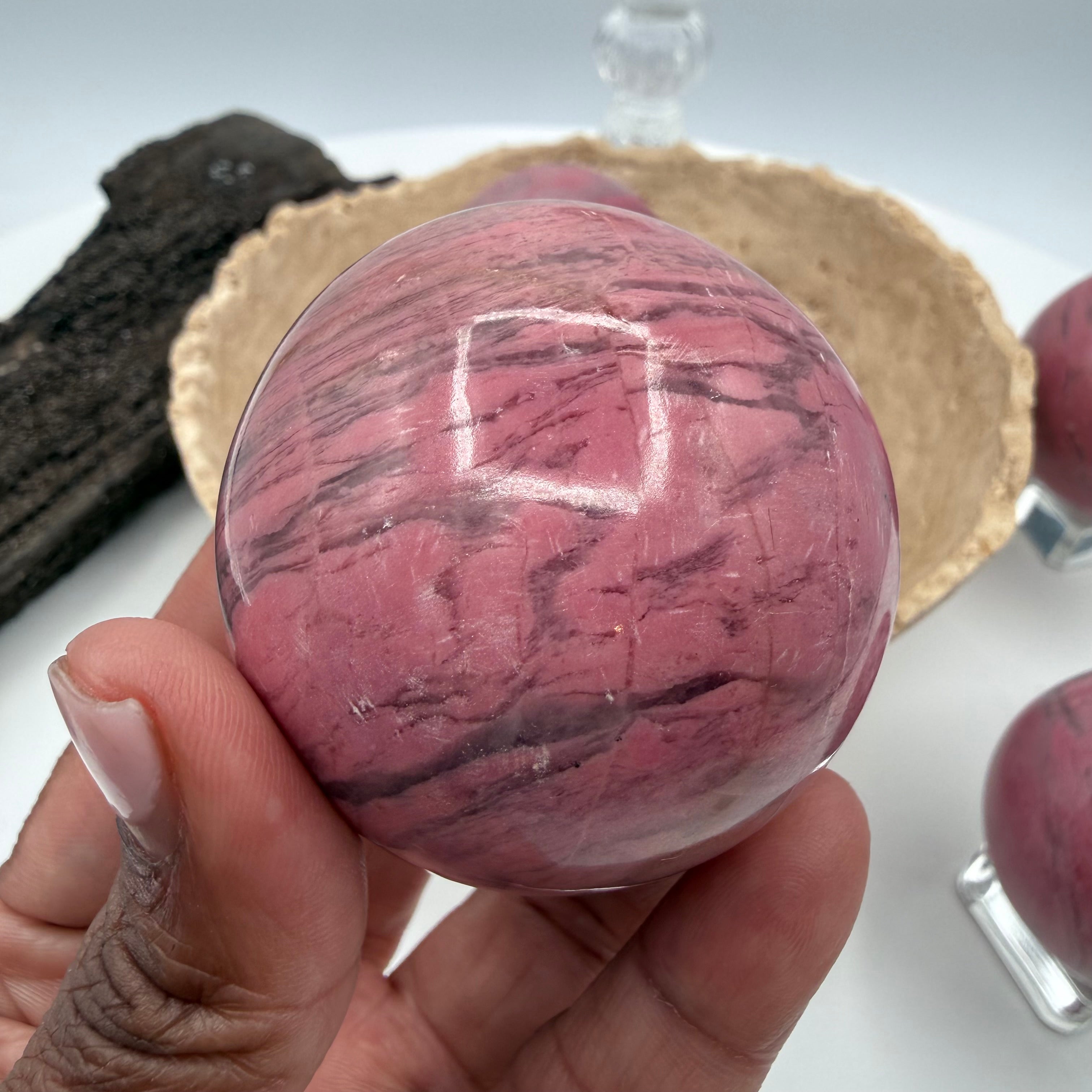 Peruvian Bubblegum Pink Rhodonite 230g | 51mm