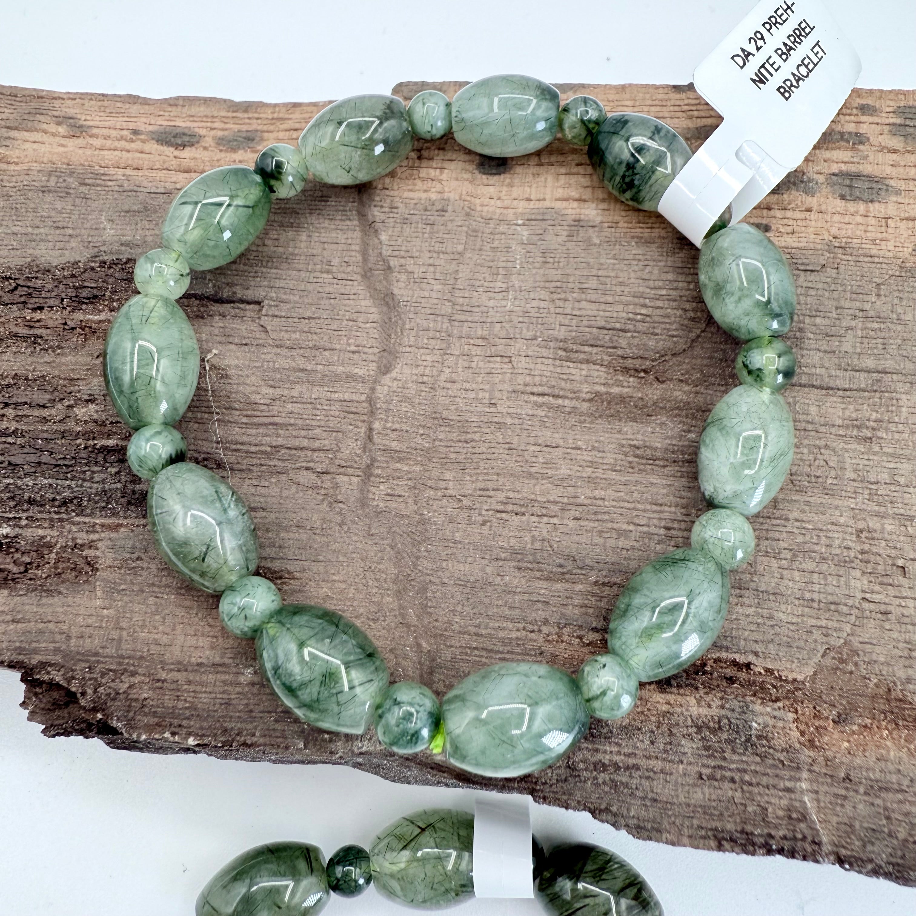 Prehnite Barrel 14 x 10mm Bracelet [DA29]