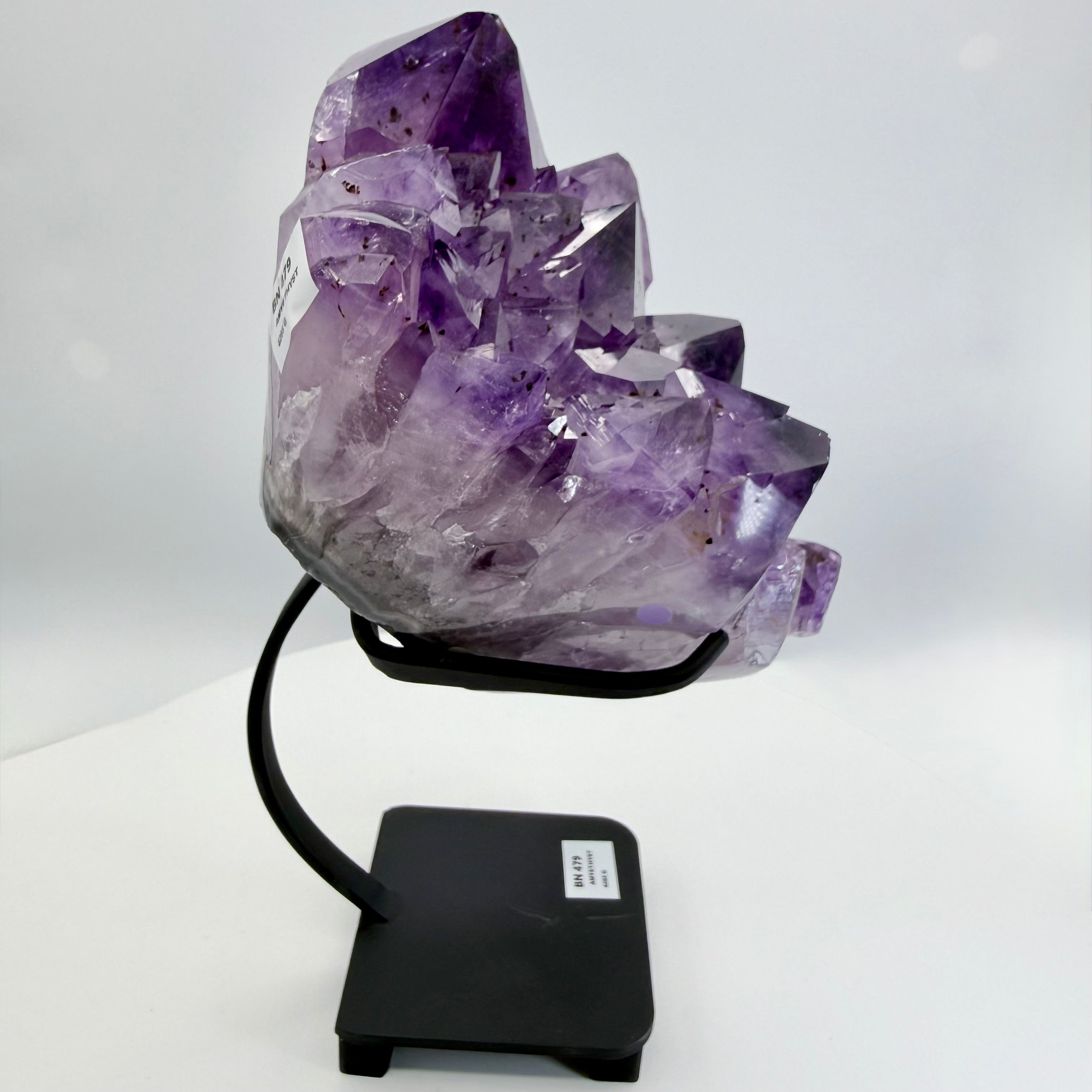 Amethyst Cluster with Gold Fan Goethite Inclusions