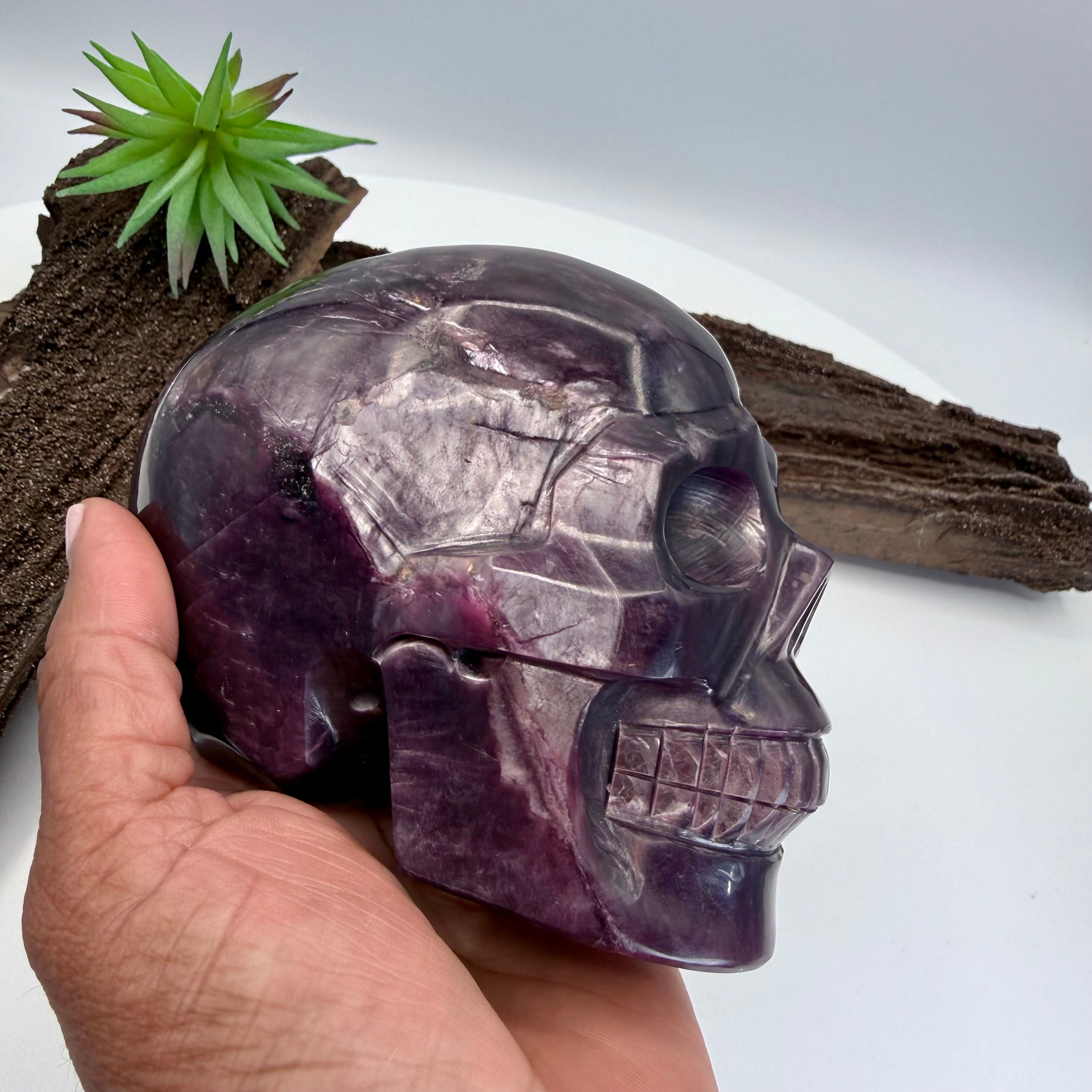 Gemmy Lithium Mica Lepidolite Skull 4.5inch Skull
