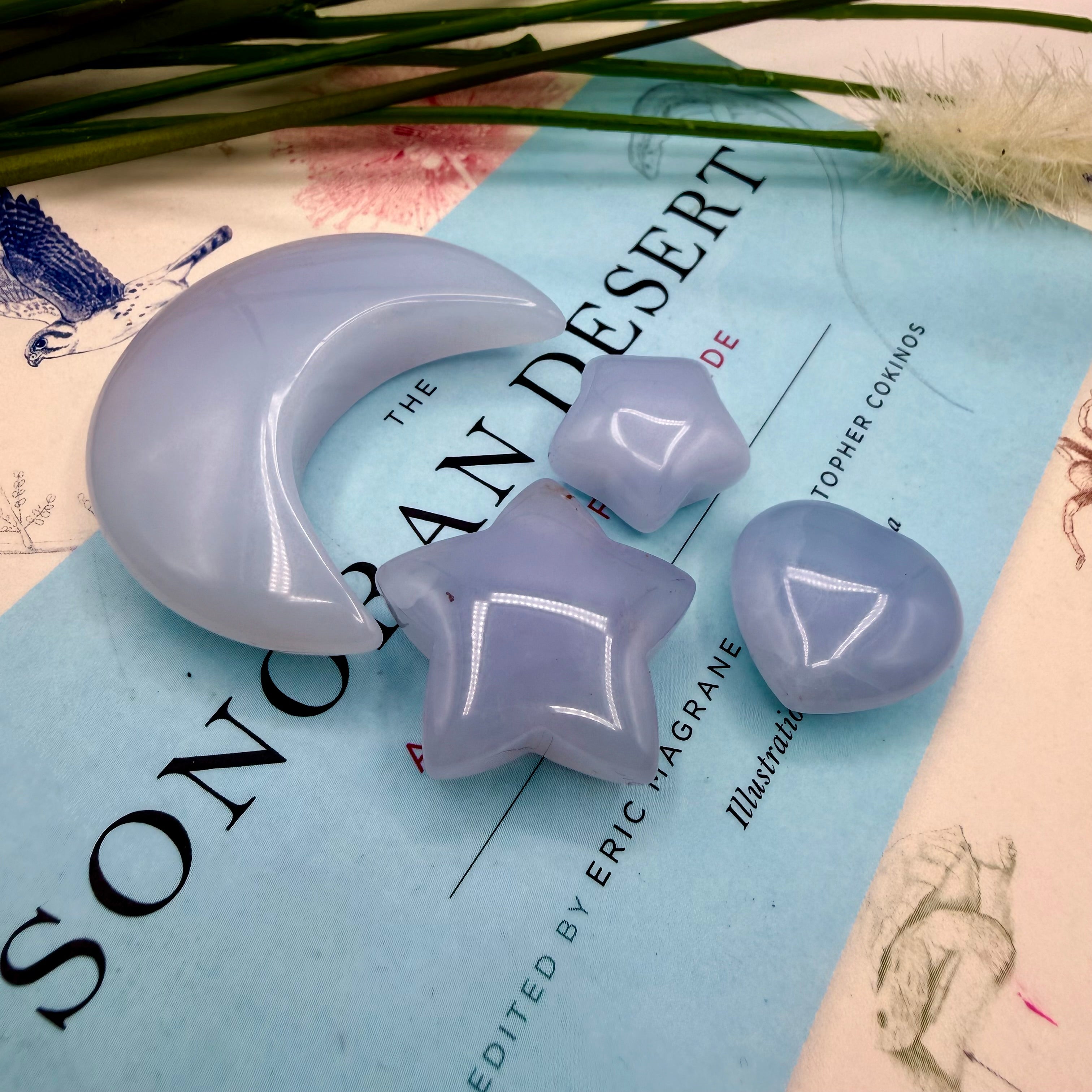 Turkish Blue Chalcedony 4pce Pocket Set Intuitively Picked (GF40)