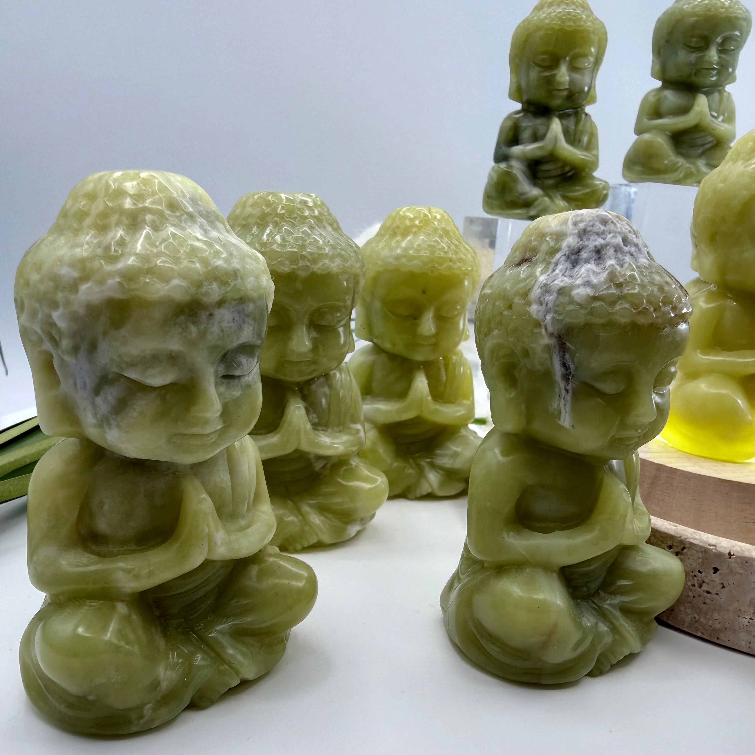 Lemon Jade  Praying Baby Buddha 8.5cmx5cm