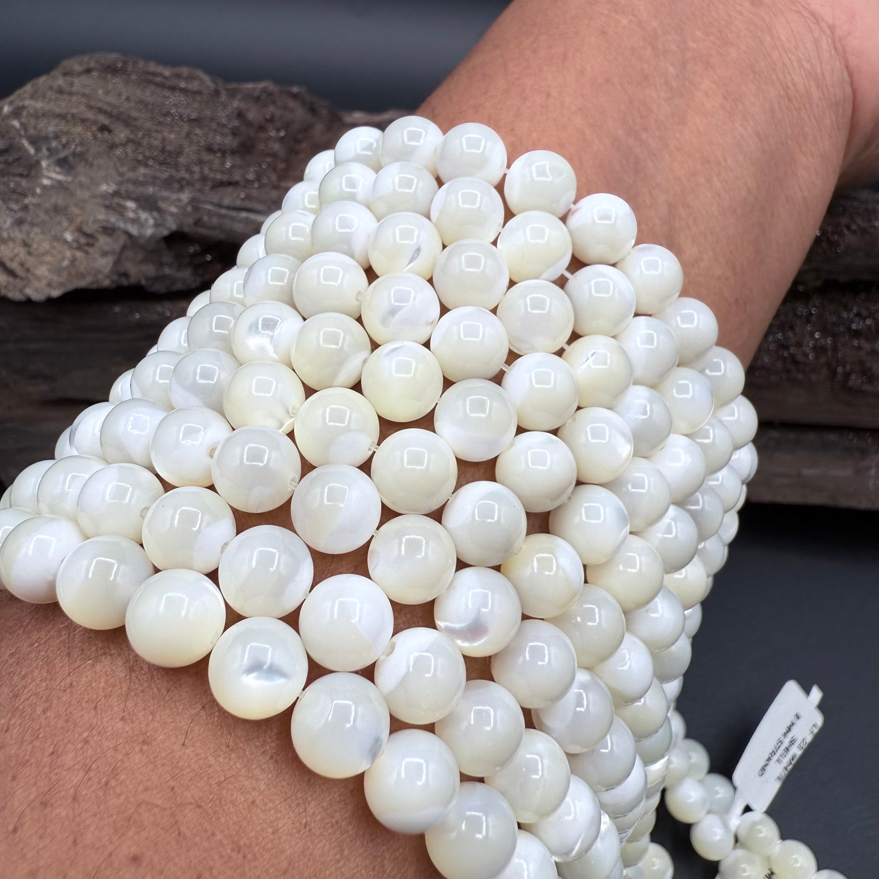 White Shell Round 8mm