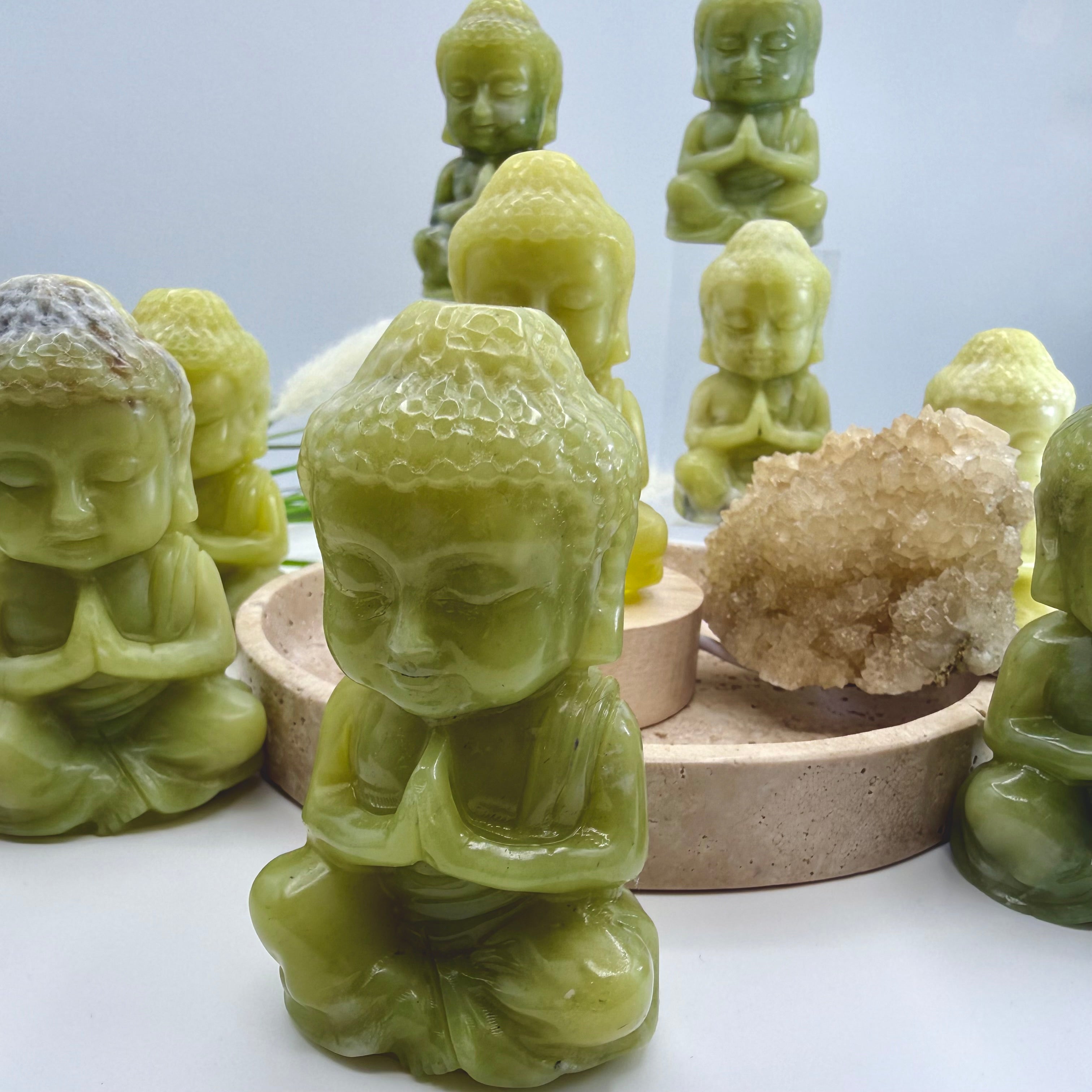 Lemon Jade  Praying Baby Buddha 8.5cmx5cm