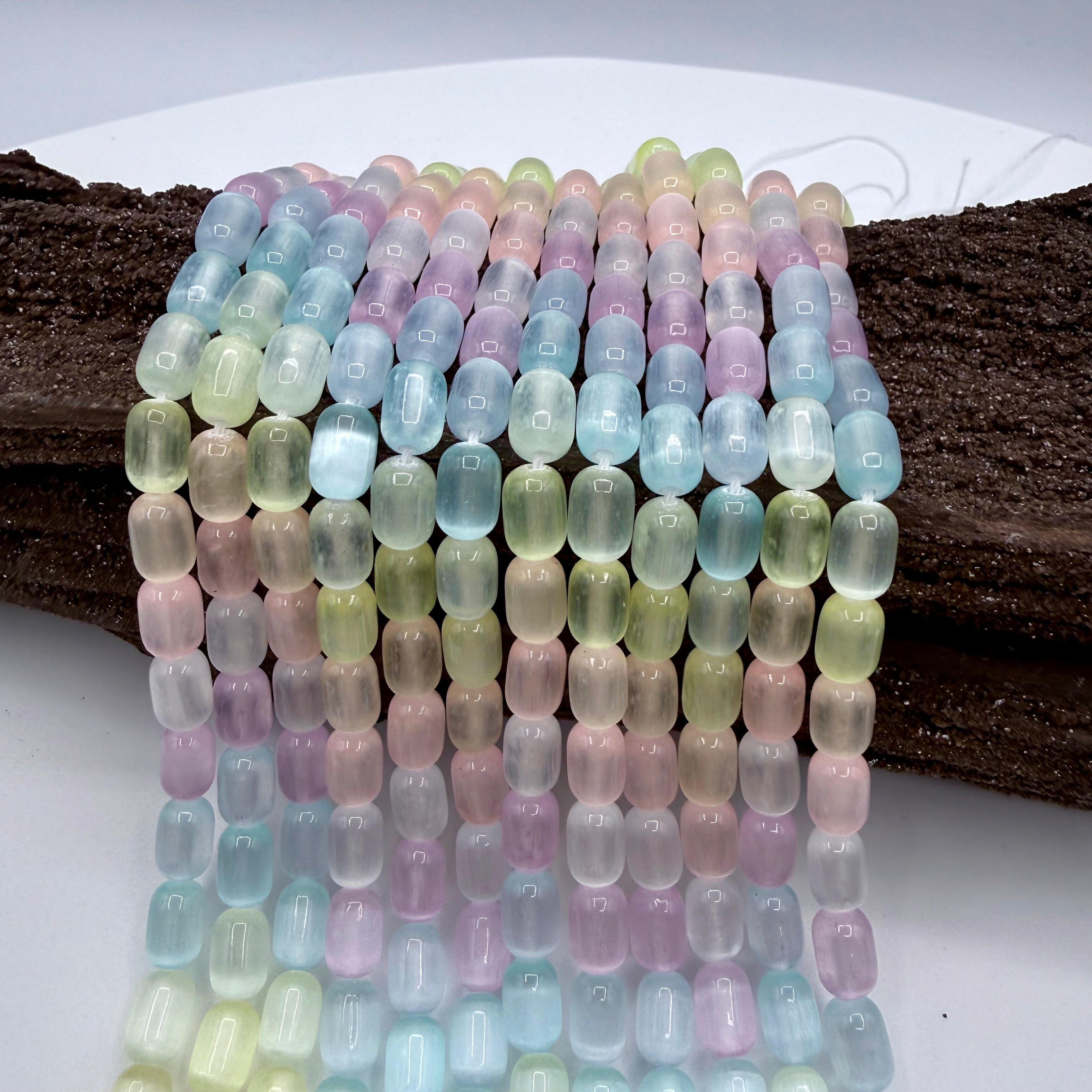 Candy Selenite Square 6mm Bead Strand [QC26]