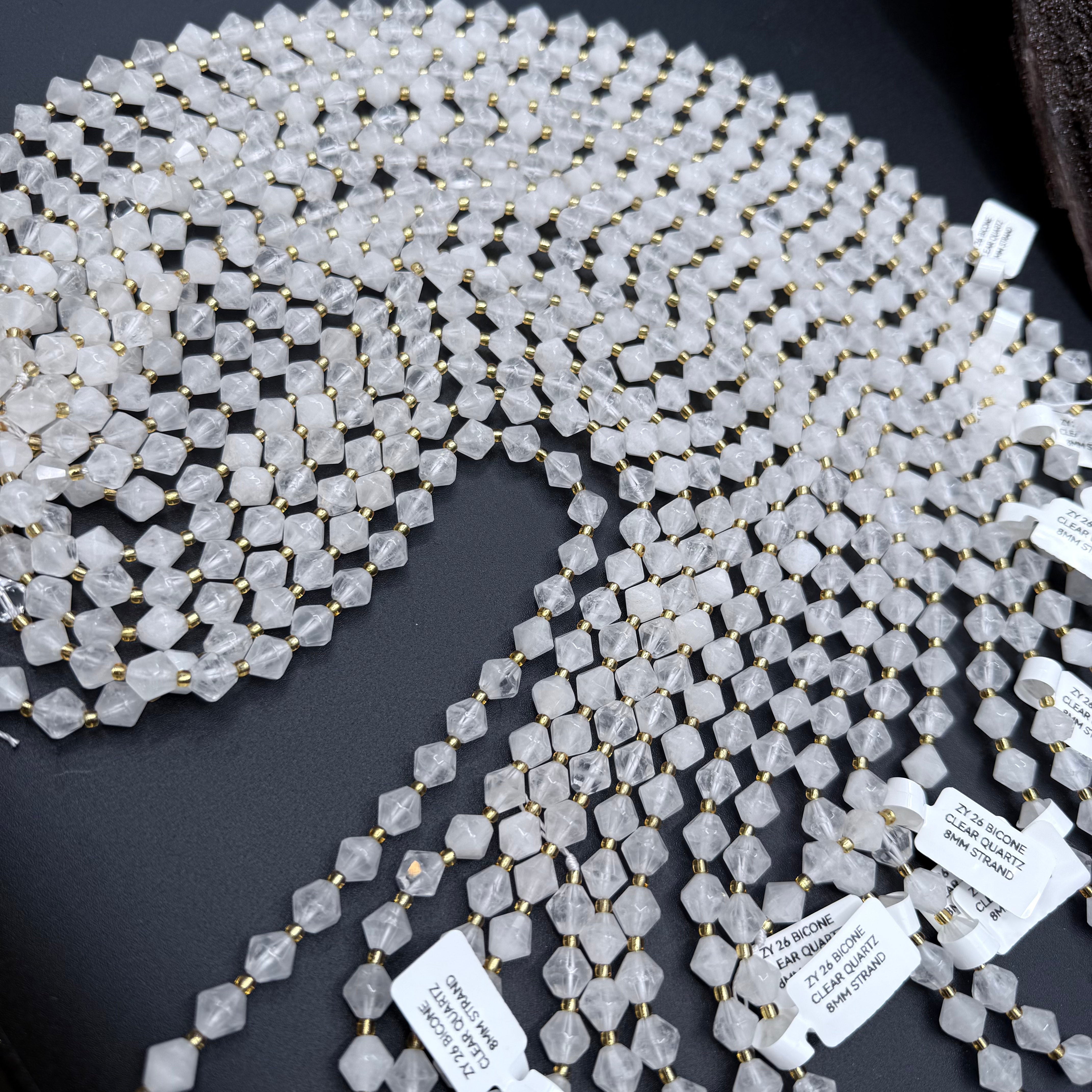 Bicone Clear Quartz 8mm